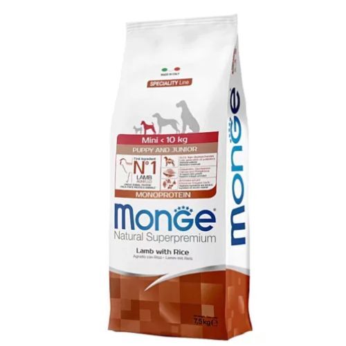 Monge Câini Superpremium Mini Puppy – Miel & Orez 7,5 kg 1 monge d sprem mini lamb rice puppy 7.5kg hrana uscata catei talie mica miel orez