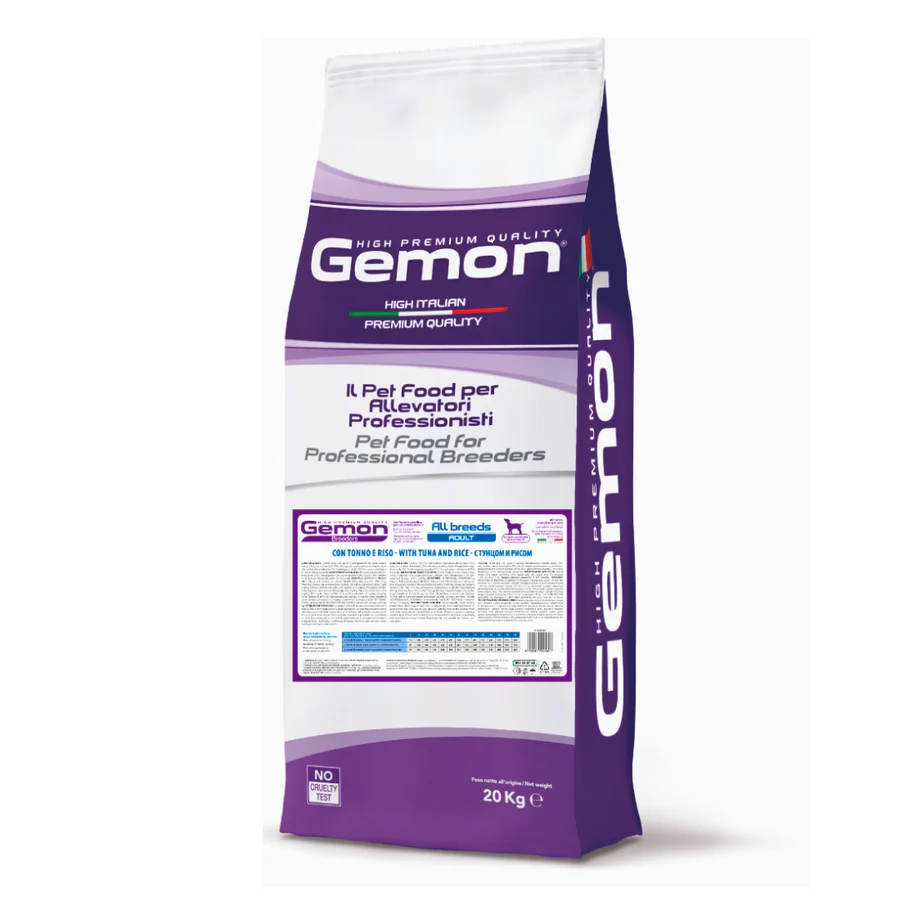 Gemon Câini Breeders Toate Rasele Adult cu Ton și Orez 24/12 – 20kg 1 Hrană uscată pentru câini adulți Gemon, cu ton și orez, sac de 20kg