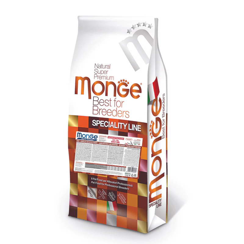 Monge Câini Breeders Toate Rasele cu Miel, Orez și Cartofi 25/16 – 15kg 1 monge miel orez cartofi hrana uscata caini 15kg XOS MOS