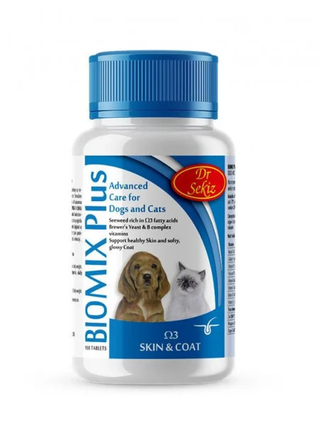 Biomix Plus Omega 3 100 tab 100 g 1 Supliment nutritiv Biomix Plus Omega 3 pentru câini și pisici, 100 tablete, pentru piele sănătoasă și imunitate.