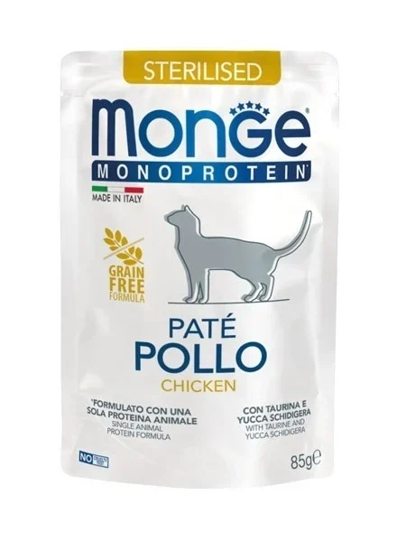 Monge Pisici Superpremium Plic Paté Sterilised cu Pui – 85g - 28 BUC/BAX 1 Monge Pisici Superpremium Plic Paté Sterilised cu Pui – 85g - 28 BUC/BAX