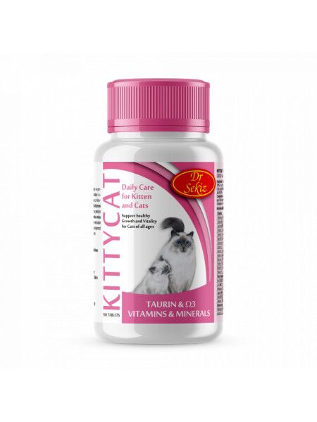 Kittycat 100 tab / 100 g 1 KittyCat 100 tablete 100g multivitamine taurină pisici sănătate blană imunitate